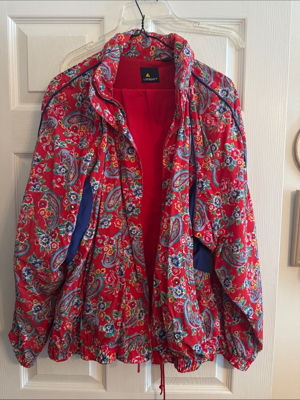 Women's Red Paisley Floral Bomber Jacket by Lizsport